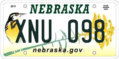 NE license plate XNU098
