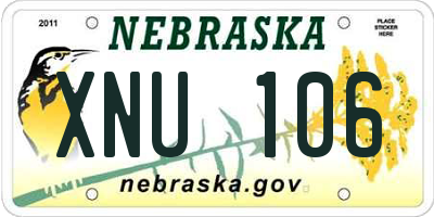 NE license plate XNU106