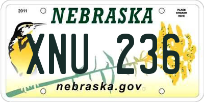 NE license plate XNU236