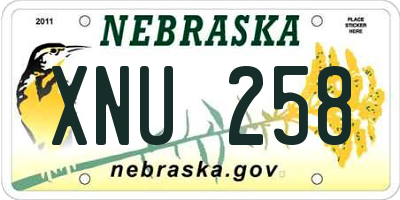 NE license plate XNU258