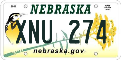 NE license plate XNU274