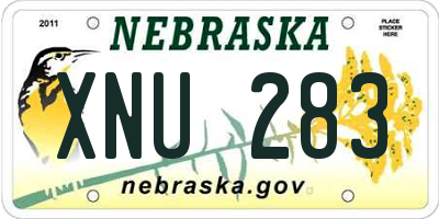 NE license plate XNU283
