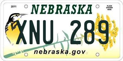 NE license plate XNU289