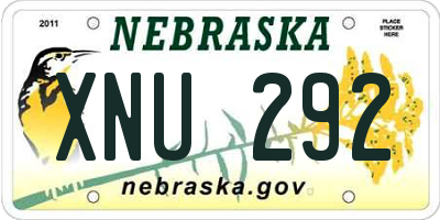NE license plate XNU292