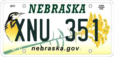 NE license plate XNU351