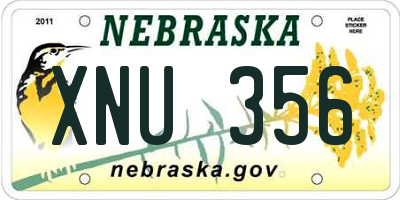 NE license plate XNU356