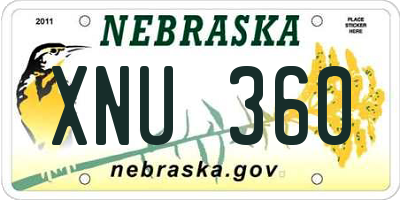 NE license plate XNU360