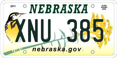 NE license plate XNU385