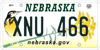 NE license plate XNU466