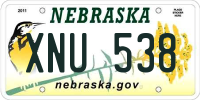 NE license plate XNU538