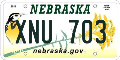 NE license plate XNU703