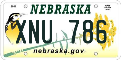 NE license plate XNU786