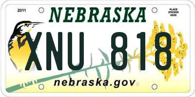 NE license plate XNU818