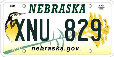 NE license plate XNU829