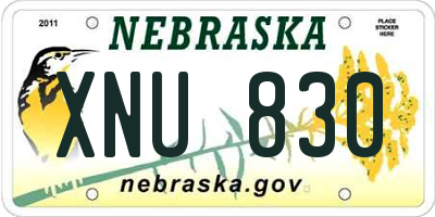 NE license plate XNU830