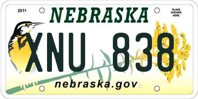 NE license plate XNU838