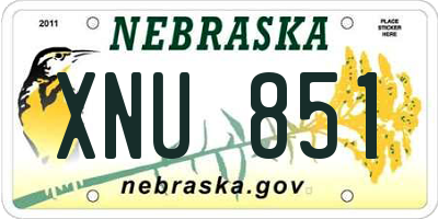 NE license plate XNU851