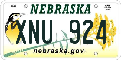 NE license plate XNU924