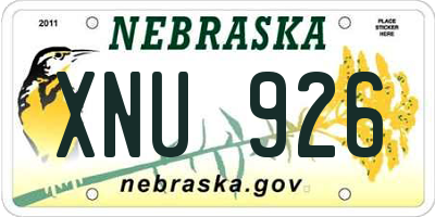 NE license plate XNU926