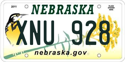 NE license plate XNU928