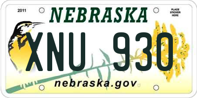 NE license plate XNU930