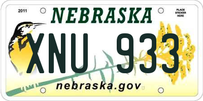 NE license plate XNU933