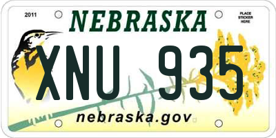 NE license plate XNU935