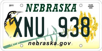 NE license plate XNU938