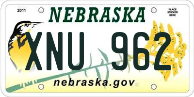 NE license plate XNU962