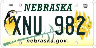NE license plate XNU982