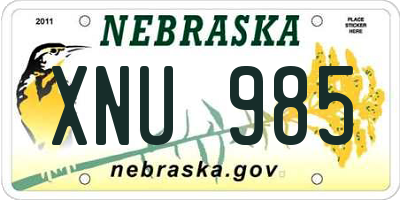 NE license plate XNU985