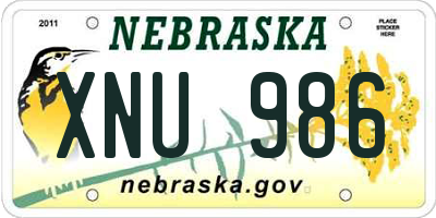 NE license plate XNU986