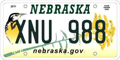 NE license plate XNU988