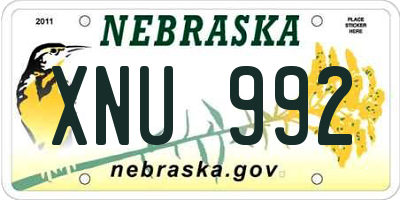 NE license plate XNU992