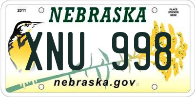 NE license plate XNU998