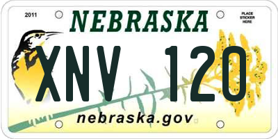 NE license plate XNV120