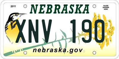 NE license plate XNV190
