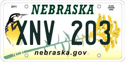 NE license plate XNV203