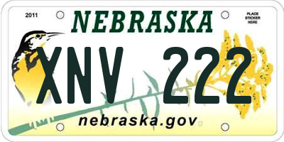 NE license plate XNV222