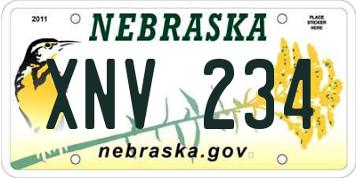 NE license plate XNV234