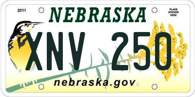 NE license plate XNV250