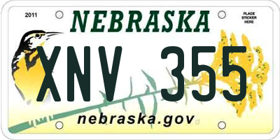 NE license plate XNV355