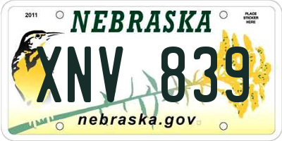 NE license plate XNV839