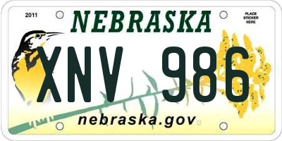 NE license plate XNV986