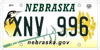 NE license plate XNV996