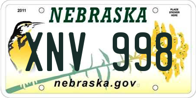 NE license plate XNV998