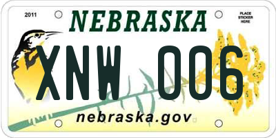 NE license plate XNW006