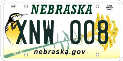 NE license plate XNW008