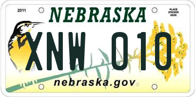 NE license plate XNW010