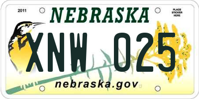 NE license plate XNW025